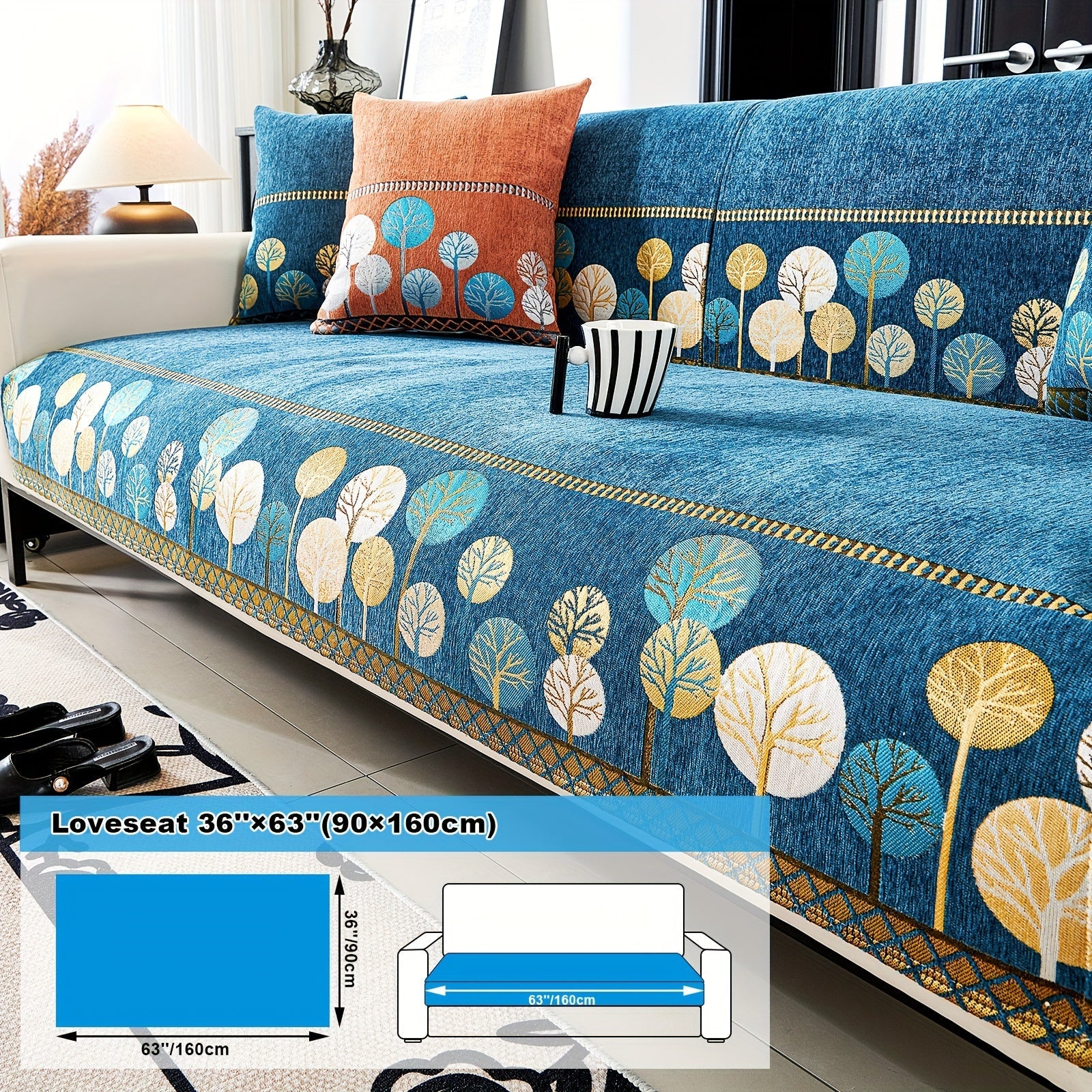 Capa de Sofá Chenille Estilo Boêmio 1pc, Capa para Sofá com Bordado Geométrico, Amigável para Cães, Protetor de Sofá Espesso e Macio, Capas Antiderrapantes para Almofadas, Protetor de Móveis, Decoração para Quarto Escritório Sala de Estar Casa, Melhore su