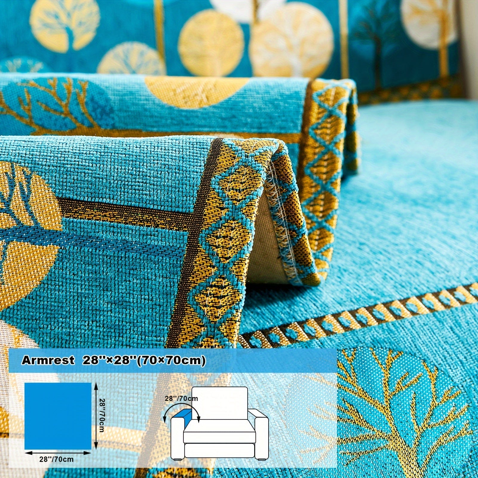 Capa de Sofá Chenille Estilo Boêmio 1pc, Capa para Sofá com Bordado Geométrico, Amigável para Cães, Protetor de Sofá Espesso e Macio, Capas Antiderrapantes para Almofadas, Protetor de Móveis, Decoração para Quarto Escritório Sala de Estar Casa, Melhore su