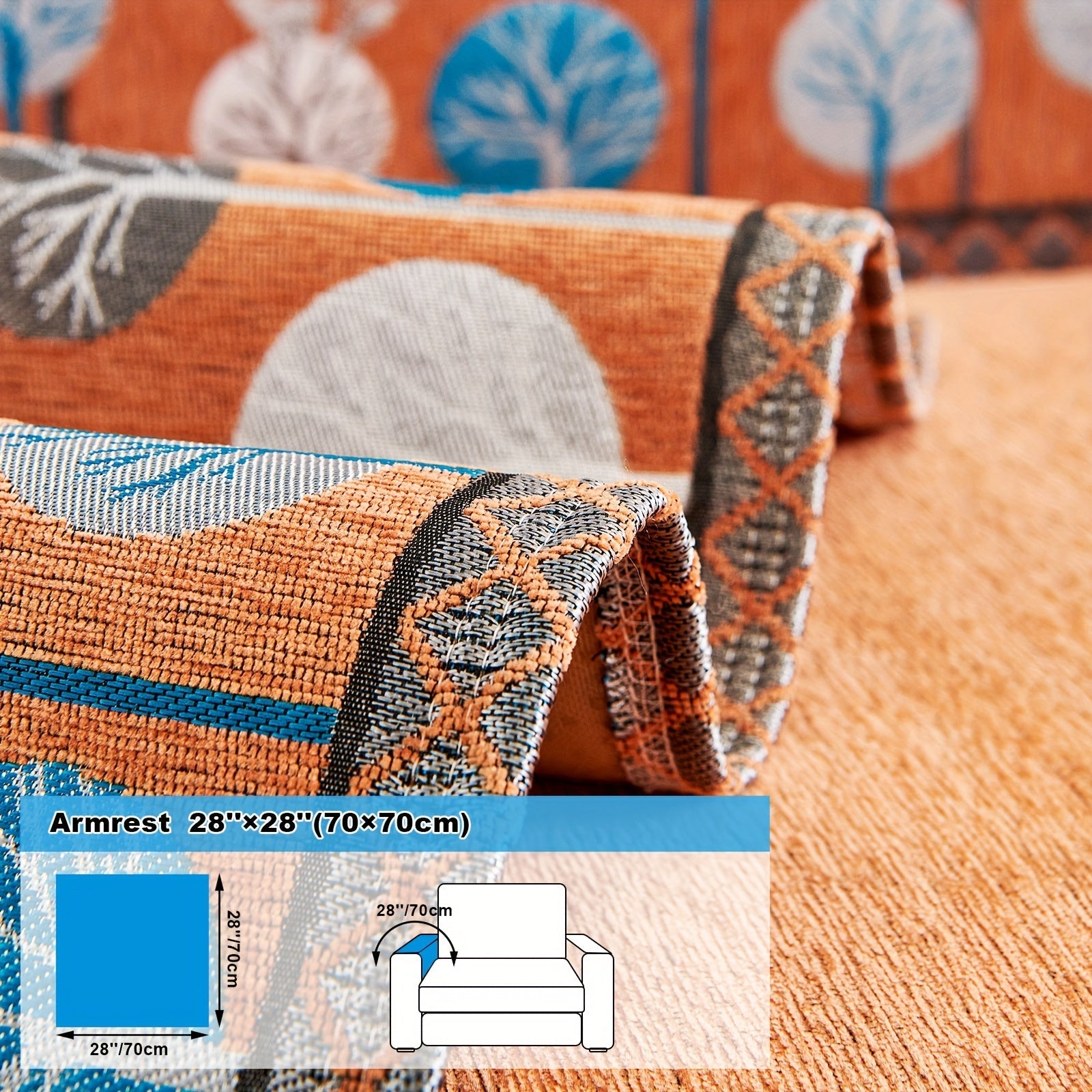 Capa de Sofá Chenille Estilo Boêmio 1pc, Capa para Sofá com Bordado Geométrico, Amigável para Cães, Protetor de Sofá Espesso e Macio, Capas Antiderrapantes para Almofadas, Protetor de Móveis, Decoração para Quarto Escritório Sala de Estar Casa, Melhore su