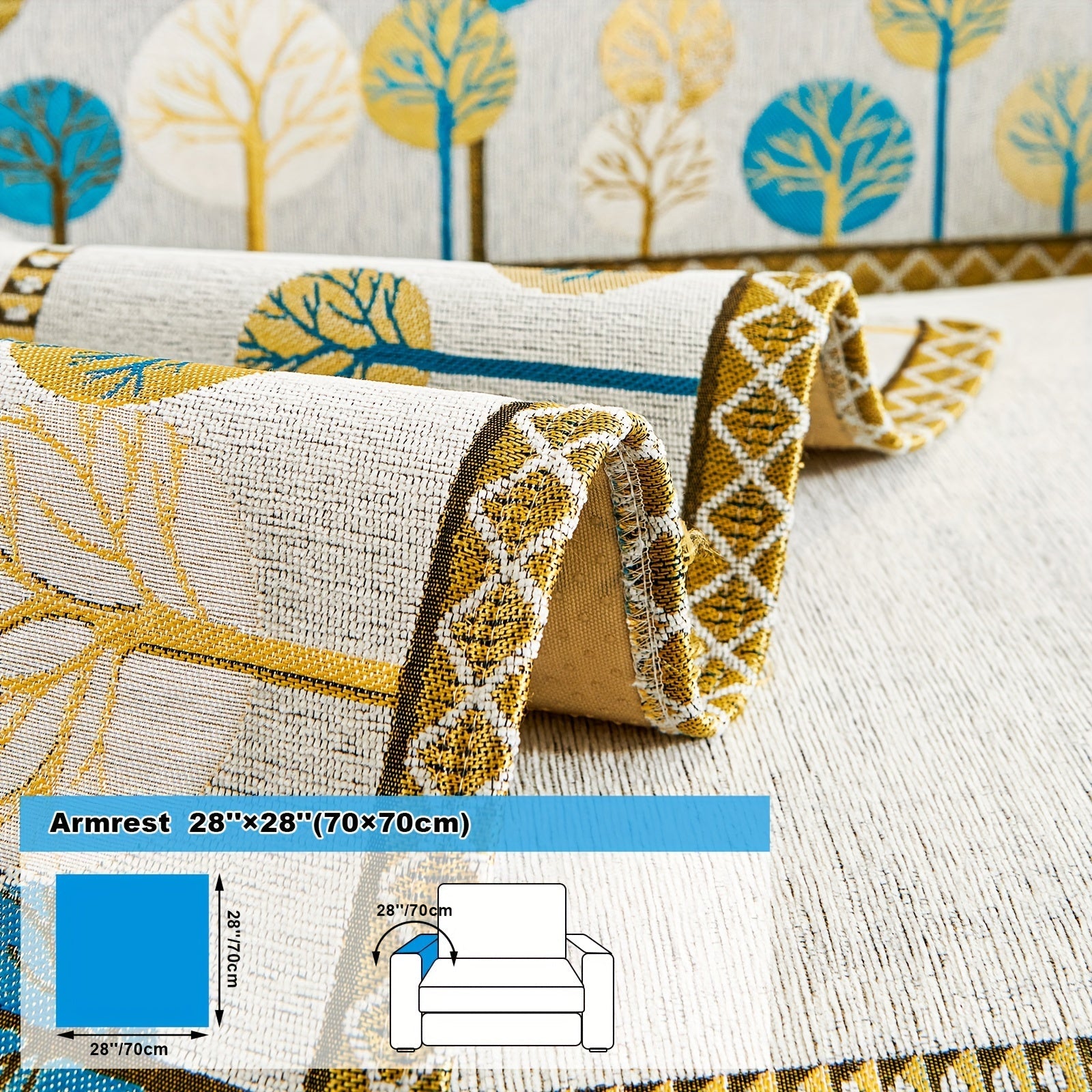 Capa de Sofá Chenille Estilo Boêmio 1pc, Capa para Sofá com Bordado Geométrico, Amigável para Cães, Protetor de Sofá Espesso e Macio, Capas Antiderrapantes para Almofadas, Protetor de Móveis, Decoração para Quarto Escritório Sala de Estar Casa, Melhore su